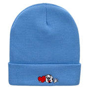 Soccer Love Embroidered 12 Inch Long Knitted Beanie - Sky-Blue OSFM