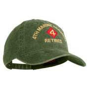 4th Marine Division Retired Embroidered Washed Solid Pigment Dyed Cotton Twill Brass Buckle Cap - Olive OSFM