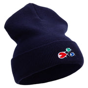 Fish Flock Gang Embroidered 12 Inch Solid Long Beanie Made in USA - Navy OSFM