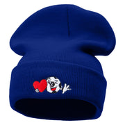 Soccer Love Embroidered 12 Inch Long Knitted Beanie - Royal OSFM