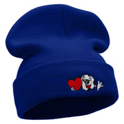 Soccer Love Embroidered 12 Inch Long Knitted Beanie - Royal OSFM