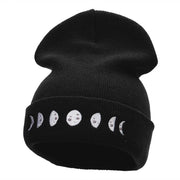 Moon Phases Embroidered Long Beanie Made in USA