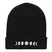 Moon Phases Embroidered Long Beanie Made in USA