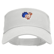 Baby Turkey Embroidered Cotton Twill Sun Visor