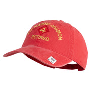 4th Marine Division Retired Embroidered Washed Solid Pigment Dyed Cotton Twill Brass Buckle Cap - Red OSFM