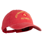 4th Marine Division Retired Embroidered Washed Solid Pigment Dyed Cotton Twill Brass Buckle Cap - Red OSFM