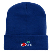 Fish Flock Gang Embroidered 12 Inch Solid Long Beanie Made in USA - Royal OSFM