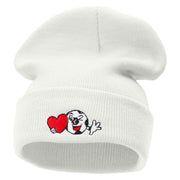 Soccer Love Embroidered 12 Inch Long Knitted Beanie - White OSFM