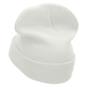 Soccer Love Embroidered 12 Inch Long Knitted Beanie - White OSFM