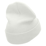 Soccer Love Embroidered 12 Inch Long Knitted Beanie - White OSFM