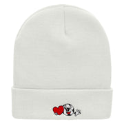 Soccer Love Embroidered 12 Inch Long Knitted Beanie - White OSFM