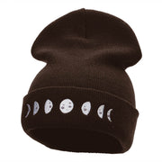 Moon Phases Embroidered Long Beanie Made in USA