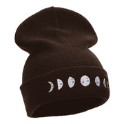 Moon Phases Embroidered Long Beanie Made in USA