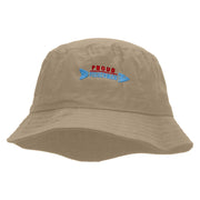 Proud Fisherman Embroidered Pigment Dyed Bucket Hat - Khaki OSFM