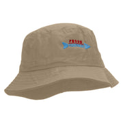 Proud Fisherman Embroidered Pigment Dyed Bucket Hat - Khaki OSFM