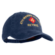 4th Marine Division Retired Embroidered Washed Solid Pigment Dyed Cotton Twill Brass Buckle Cap - Navy OSFM