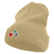 Fish Flock Gang Embroidered 12 Inch Solid Long Beanie Made in USA - Khaki OSFM