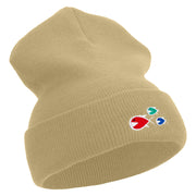 Fish Flock Gang Embroidered 12 Inch Solid Long Beanie Made in USA - Khaki OSFM