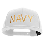 Licensed US Navy Embroidered Flexfit Snapback Style Cap - White OSFM