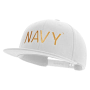 Licensed US Navy Embroidered Flexfit Snapback Style Cap - White OSFM