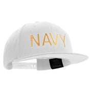 Licensed US Navy Embroidered Flexfit Snapback Style Cap - White OSFM