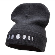 Moon Phases Embroidered Long Beanie Made in USA