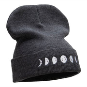 Moon Phases Embroidered Long Beanie Made in USA