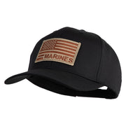 USA Brown Flag Marines Patched Solid Cotton Twill Pro Style Cap - Black OSFM