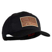 USA Brown Flag Marines Patched Solid Cotton Twill Pro Style Cap - Black OSFM
