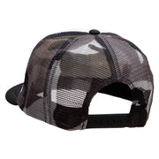 Checkered Flags Racing Patched Flat Bill Foam Camo Mesh Trucker Cap