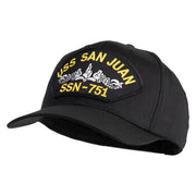 USS San Juan Submarine SSN 751 Patched Solid Cotton Twill Pro Style Cap - Black OSFM