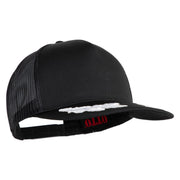 Scrambled Eggs Yellow Patch Patched Solid Cotton Twill 5 panel Mesh Back Cap - Black OSFM