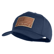 USA Brown Flag Marines Patched Solid Cotton Twill Pro Style Cap - Navy OSFM