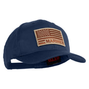 USA Brown Flag Marines Patched Solid Cotton Twill Pro Style Cap - Navy OSFM