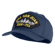 USS San Juan Submarine SSN 751 Patched Solid Cotton Twill Pro Style Cap - Navy OSFM