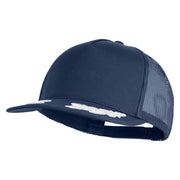 Scrambled Eggs Yellow Patch Patched Solid Cotton Twill 5 panel Mesh Back Cap - Navy OSFM