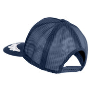 Scrambled Eggs Yellow Patch Patched Solid Cotton Twill 5 panel Mesh Back Cap - Navy OSFM
