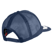 Scrambled Eggs Yellow Patch Patched Solid Cotton Twill 5 panel Mesh Back Cap - Navy OSFM