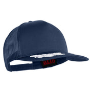 Scrambled Eggs Yellow Patch Patched Solid Cotton Twill 5 panel Mesh Back Cap - Navy OSFM