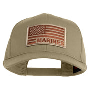 USA Brown Flag Marines Patched Solid Cotton Twill Pro Style Cap - Khaki OSFM
