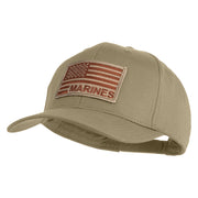 USA Brown Flag Marines Patched Solid Cotton Twill Pro Style Cap - Khaki OSFM