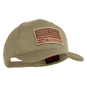 USA Brown Flag Marines Patched Solid Cotton Twill Pro Style Cap - Khaki OSFM