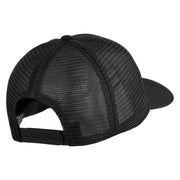 Old English White S Patched Cotton Deluxe Trucker Ball Cap - Black Black OSFM