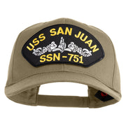 USS San Juan Submarine SSN 751 Patched Solid Cotton Twill Pro Style Cap - Khaki OSFM