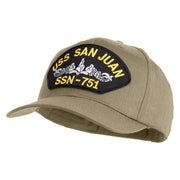 USS San Juan Submarine SSN 751 Patched Solid Cotton Twill Pro Style Cap - Khaki OSFM