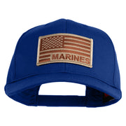 USA Brown Flag Marines Patched Solid Cotton Twill Pro Style Cap - Royal OSFM
