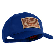 USA Brown Flag Marines Patched Solid Cotton Twill Pro Style Cap - Royal OSFM