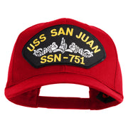 USS San Juan Submarine SSN 751 Patched Solid Cotton Twill Pro Style Cap - Red OSFM
