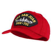 USS San Juan Submarine SSN 751 Patched Solid Cotton Twill Pro Style Cap - Red OSFM