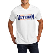 Forever Proud Veteran Men's Big Size District Perfect Tri V-Neck T-Shirt - White XS